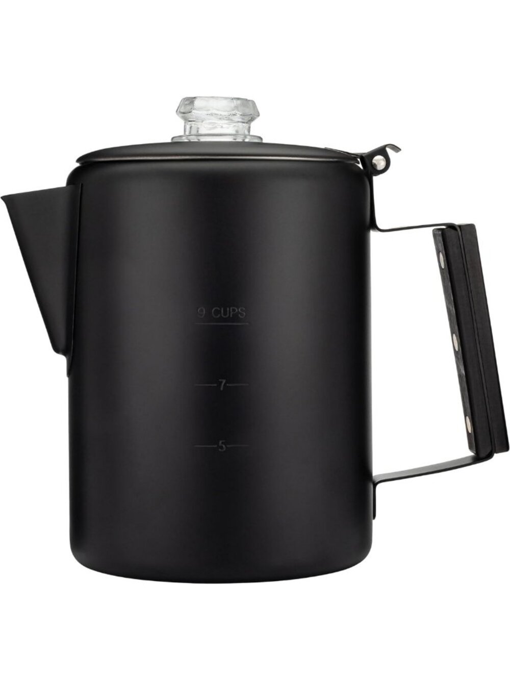 Sleek Black Percolator Coffee Pot - 9 Cup Camping Coffee Maker - No